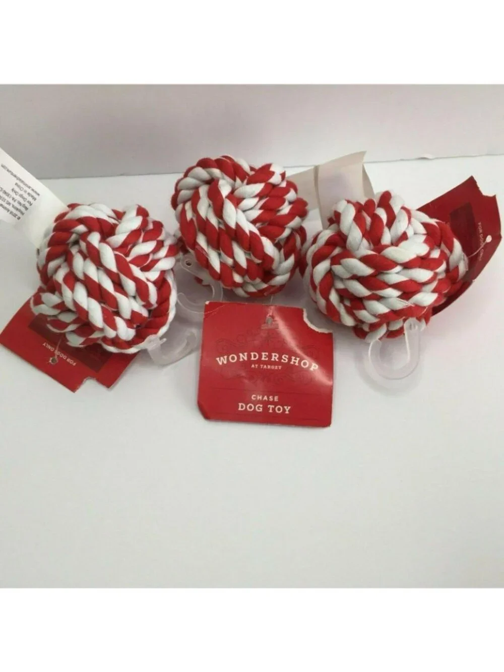 Wondershop Braided Rope Ball Tug Pull Dog Toy Chew Set Red